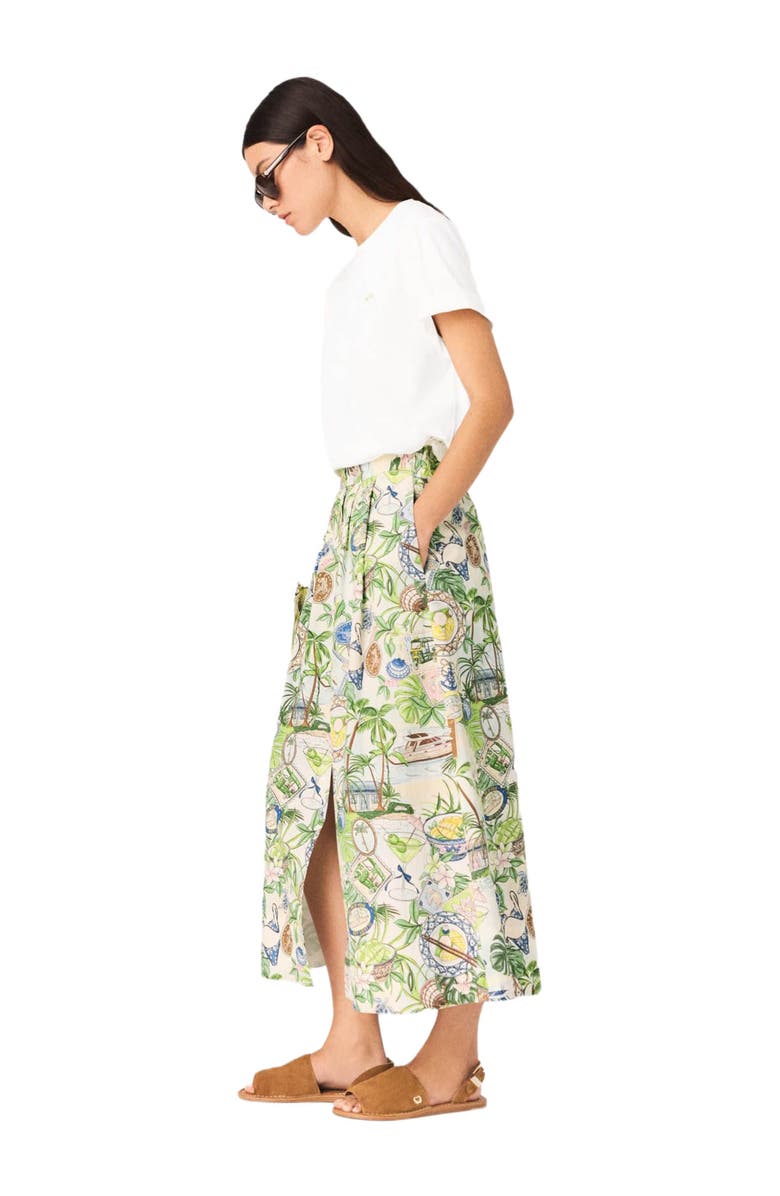 maje Printed maxi skirt with shorts, Alternate, color, Postcard Print
