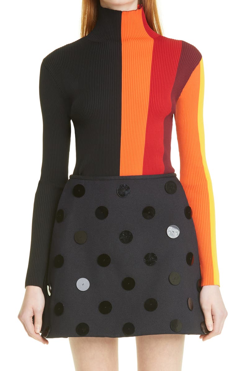 Shushu/Tong Stripe Rib Funnel Neck Top, Main, color,