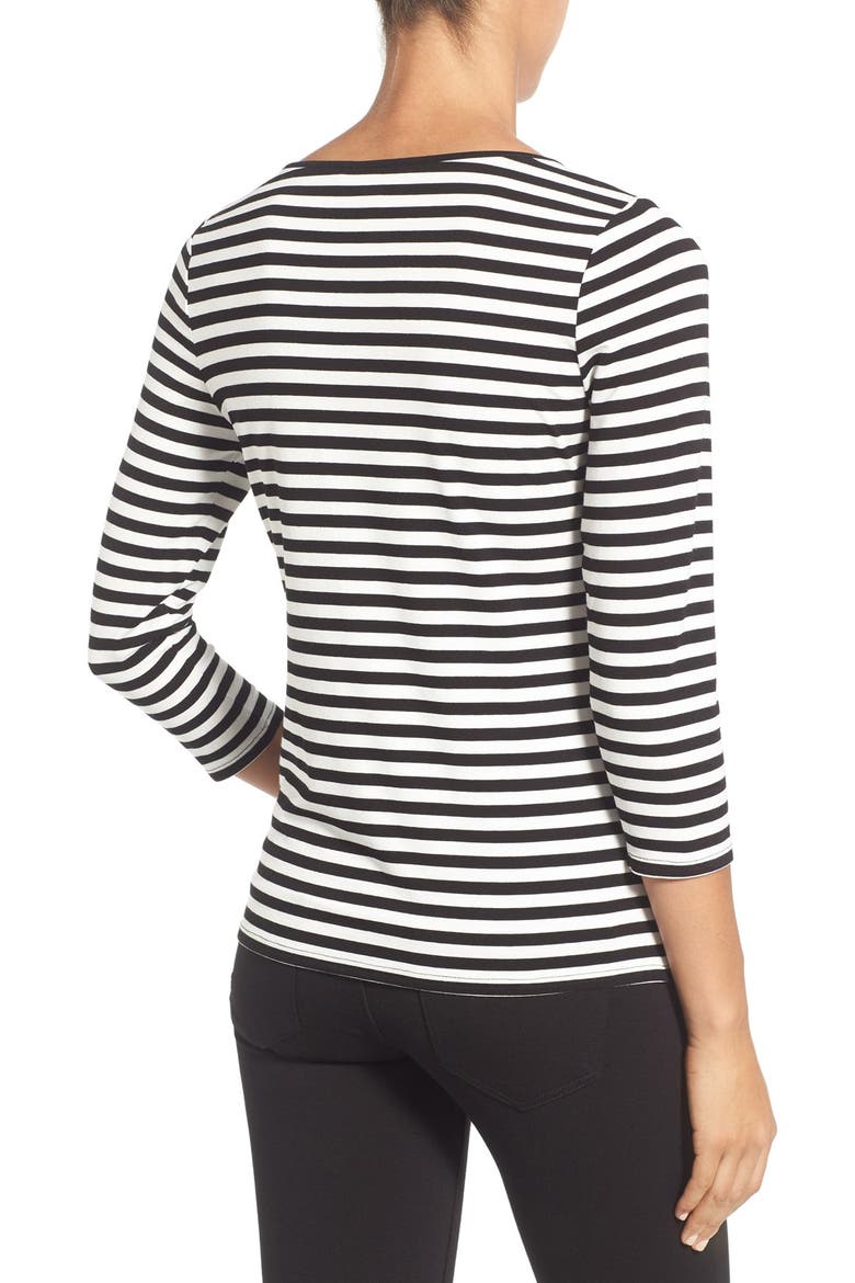 'Sonnet Stripe' Crewneck Top, Alternate, color, RICH BLACK