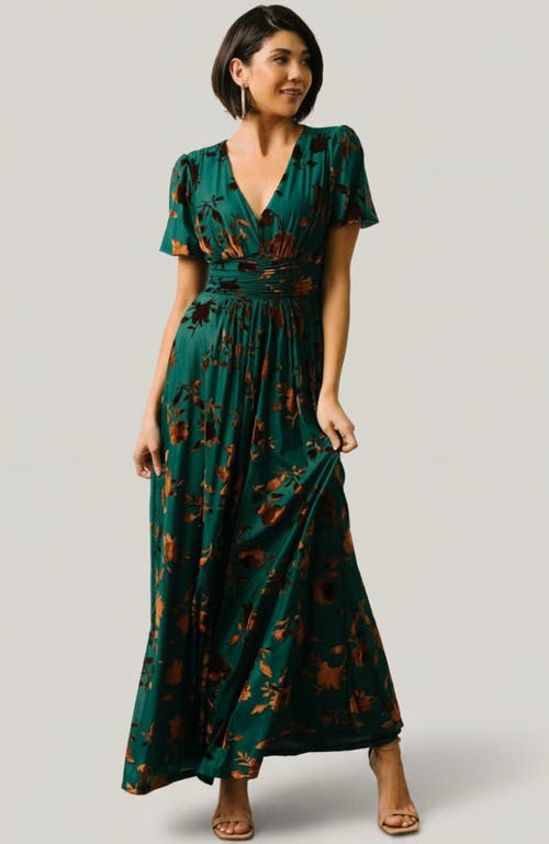Baltic Børn Leslie Velvet Maxi Dress in Bronze + Jade at Nordstrom, Size Large