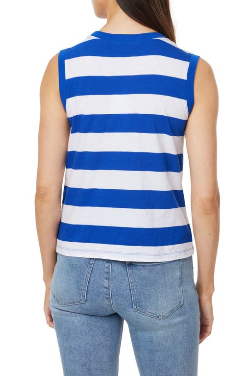 Curve Appeal Stripe Cotton Pocket Tank In Surf The Web Stripe