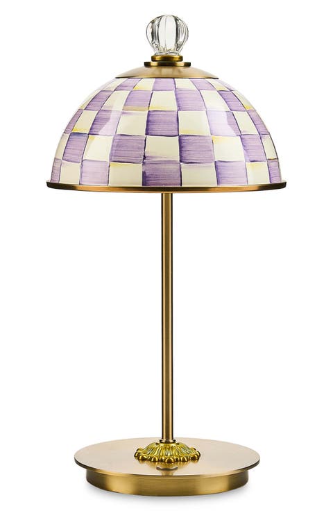 Violet Check LED Rechargeable Dome Table Lamp