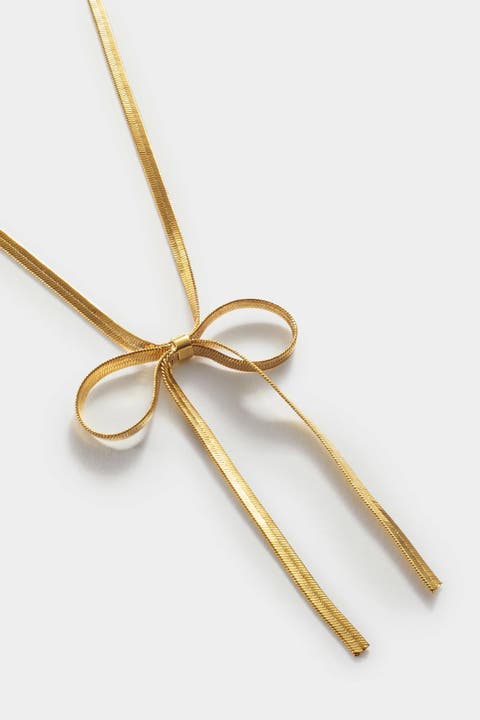Amelie Waterproof Gold Bow Necklace