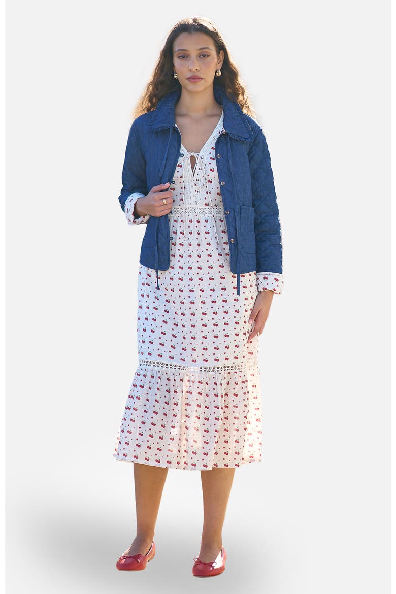 Chambray Quilted Jacket, Main, color, Blue