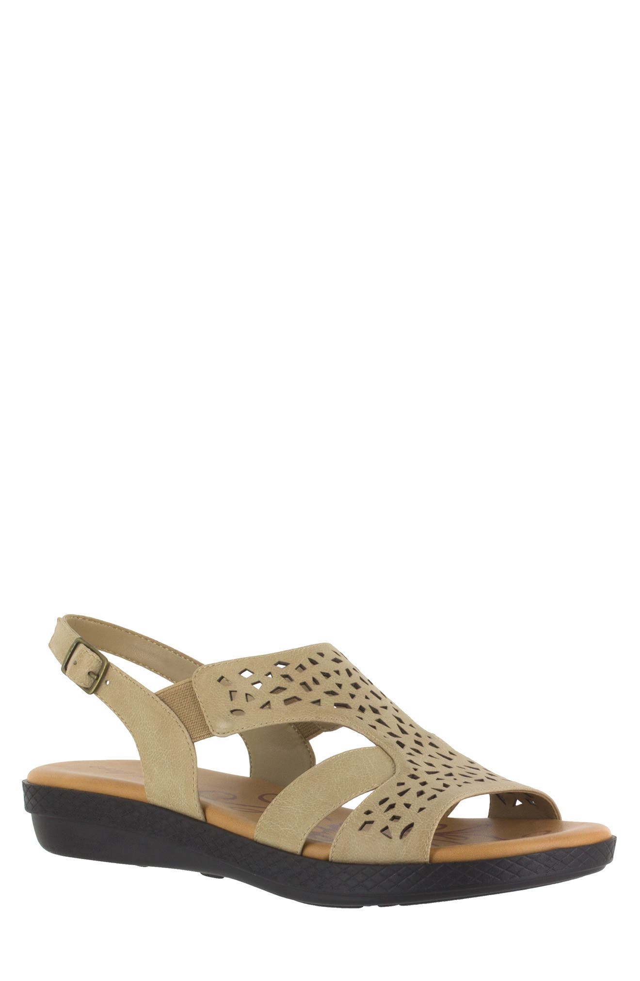 EASY STREET Bolt Perforated Strappy Sandal, Main, color, Stone