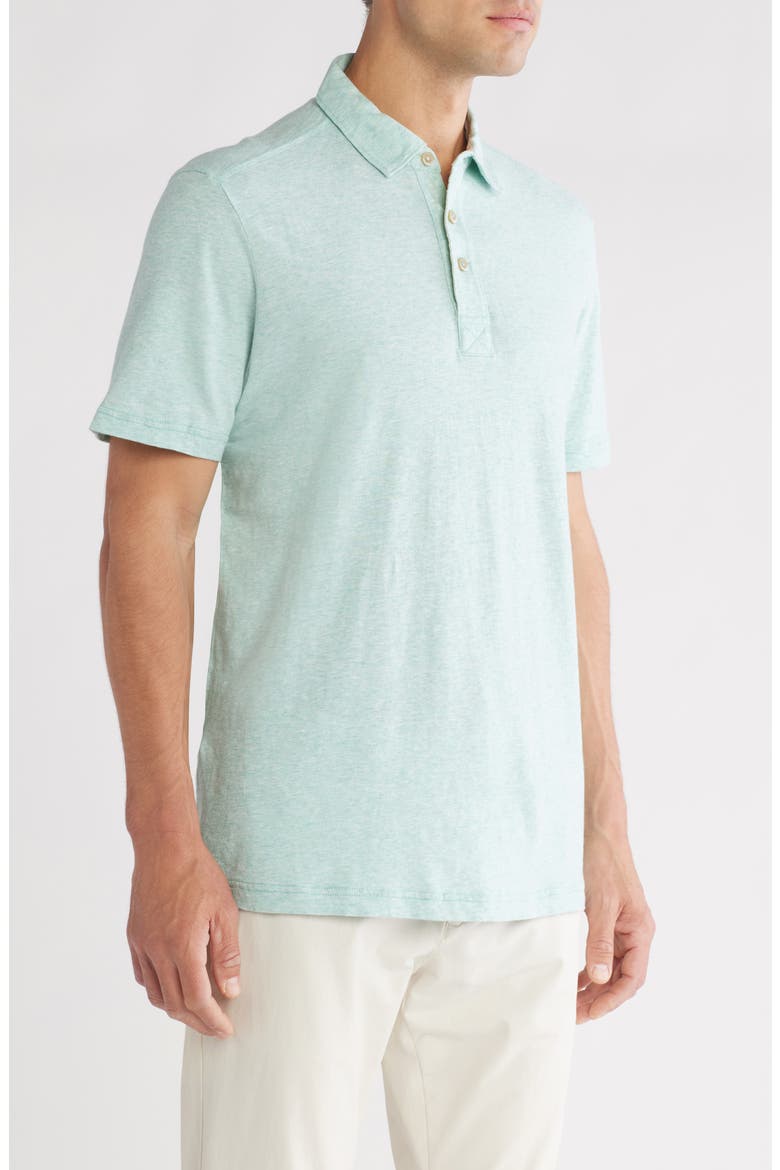 Laurito Beach Cotton & Linen Polo, Alternate, color, MISTY FIELD HEATHER