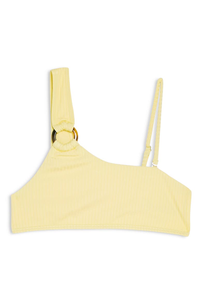 Ribbed Ring One-Shoulder Bikini Top, Alternate, color, YELLOW