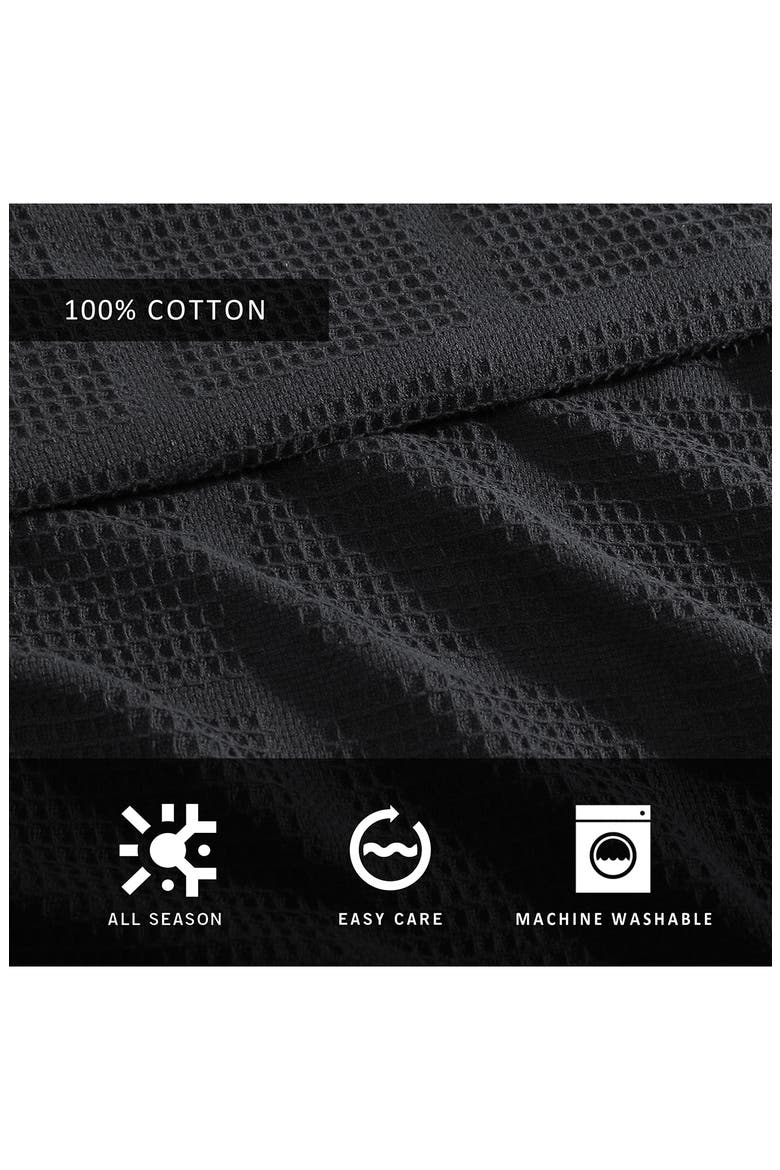 Essentials Waffle Throw Blanket, Alternate, color, BLACK