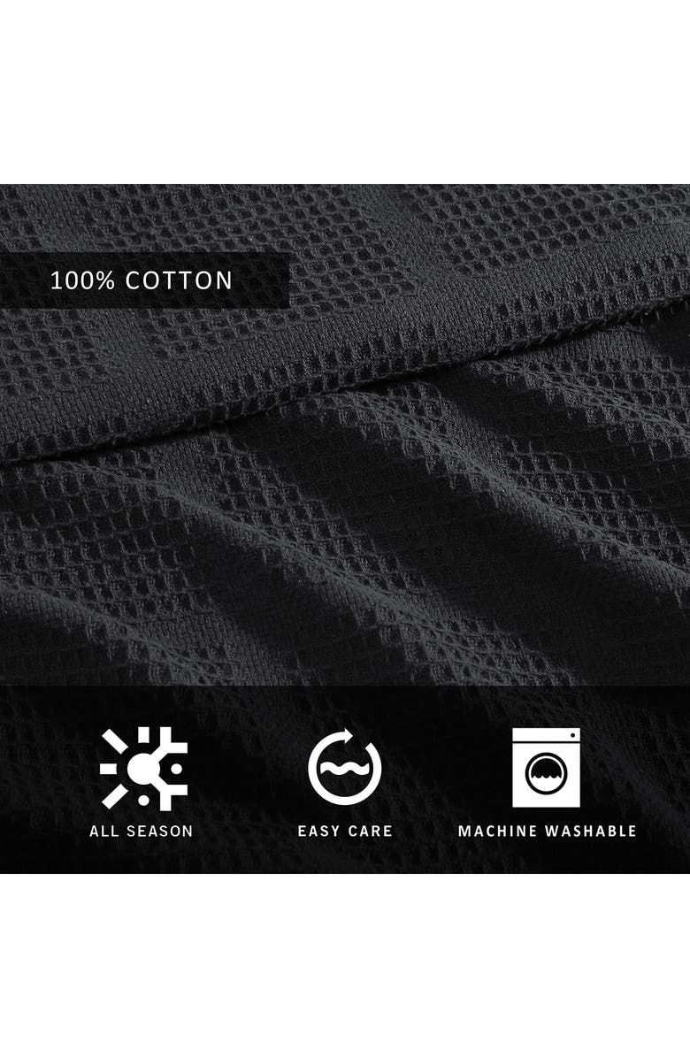 Kenneth Cole Essentials Waffle Throw Blanket, Alternate, color, Black