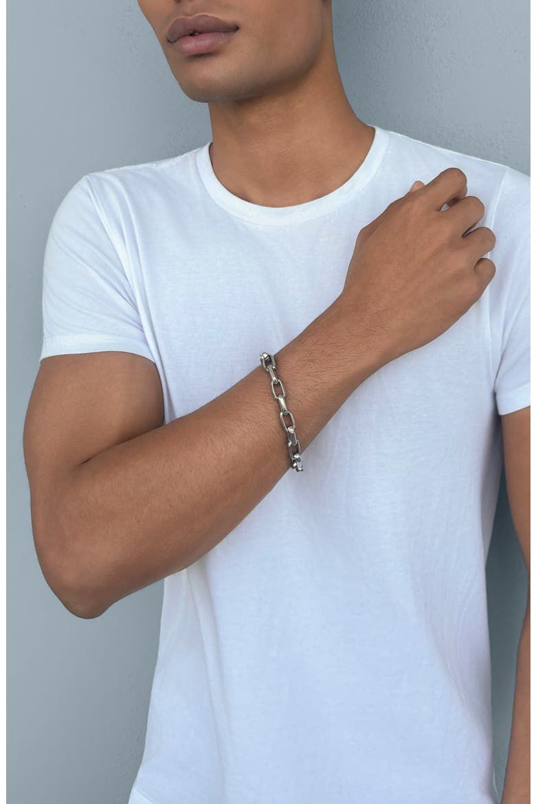 Men's Silver Plated Chain Link Bracelet, Alternate, color, SILVER