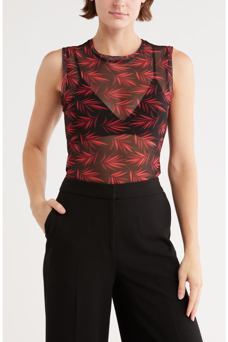 Sleeveless Powermesh Top, Main, color, BLACK/ RED