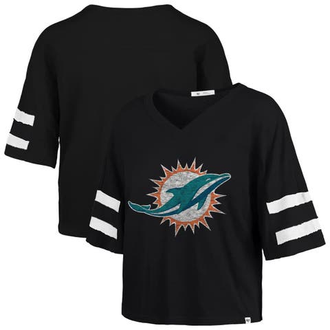 Women's '47 Black Miami Dolphins Premier Scout Cropped V-Neck T-Shirt