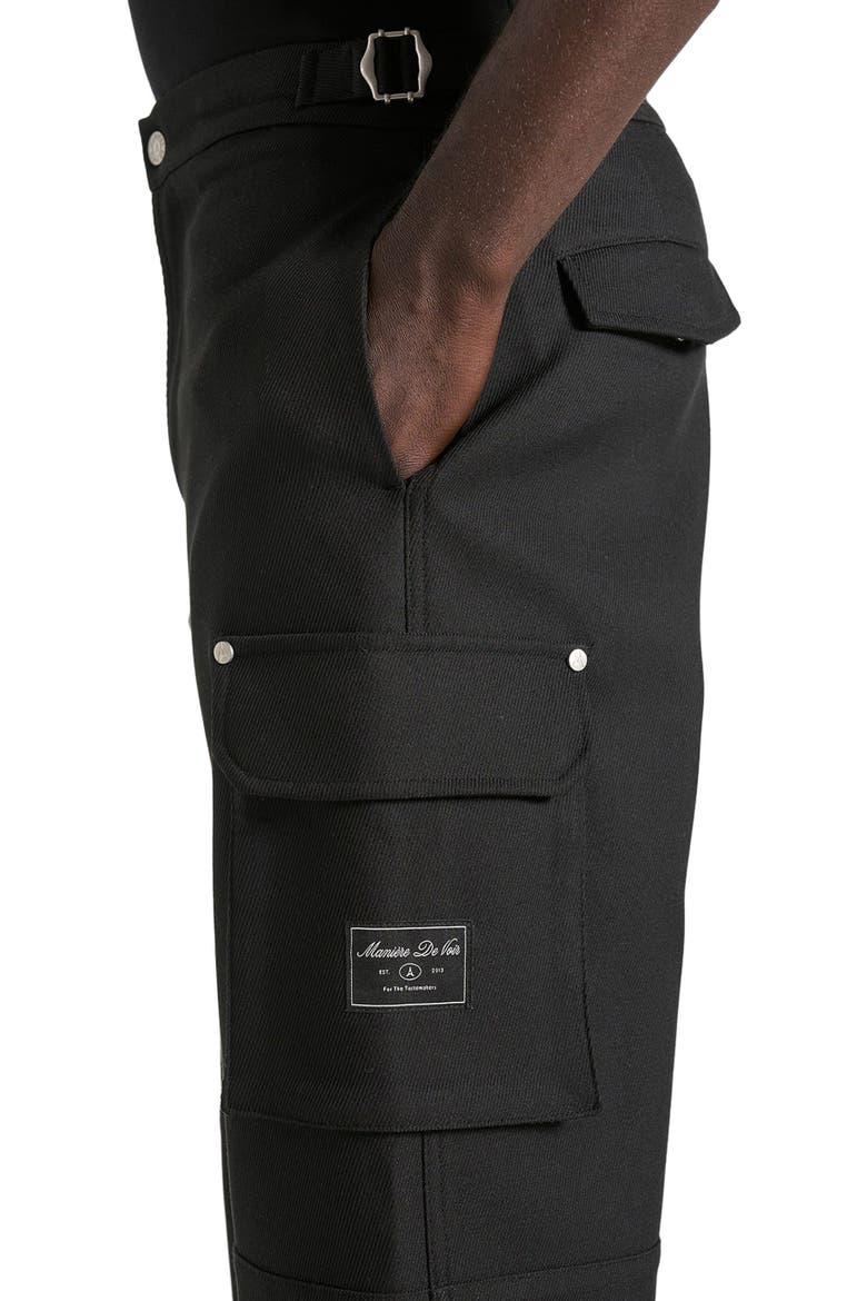 Mathis Twill Signature Wide Leg Cargo Trousers, Alternate, color, Black