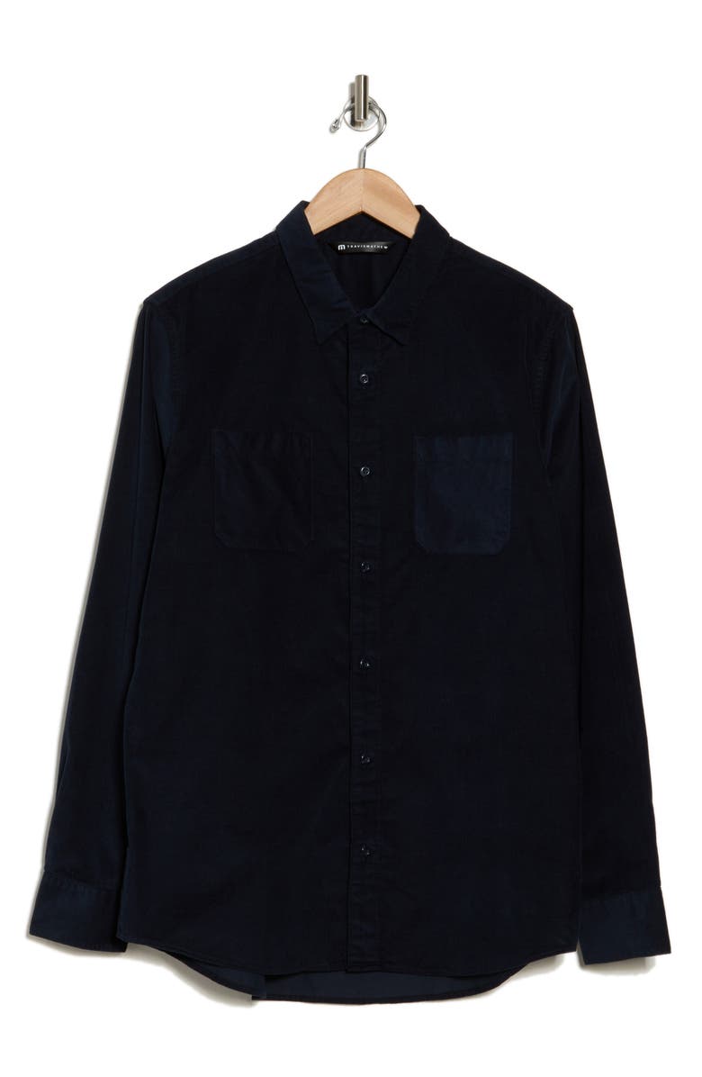 TravisMathew Barrel of Laughs Cotton Button-Up Shirt, Alternate, color, Total Eclipse