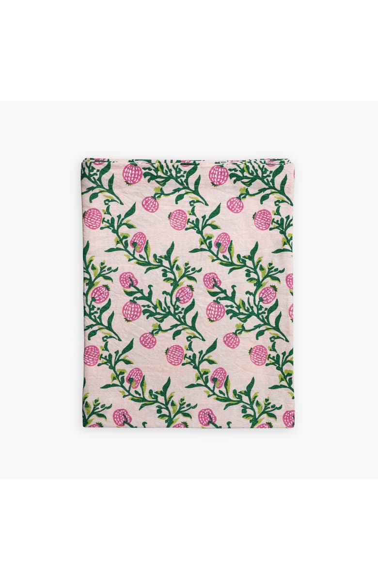 Banyan & Birch Rasa - Pure Linen Hand-Printed Table Runner, Main, color, Pastel Pink