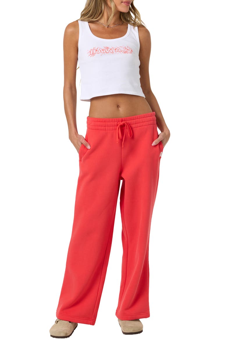 Straight Leg Fleece Sweatpants, Alternate, color, LAVA RED