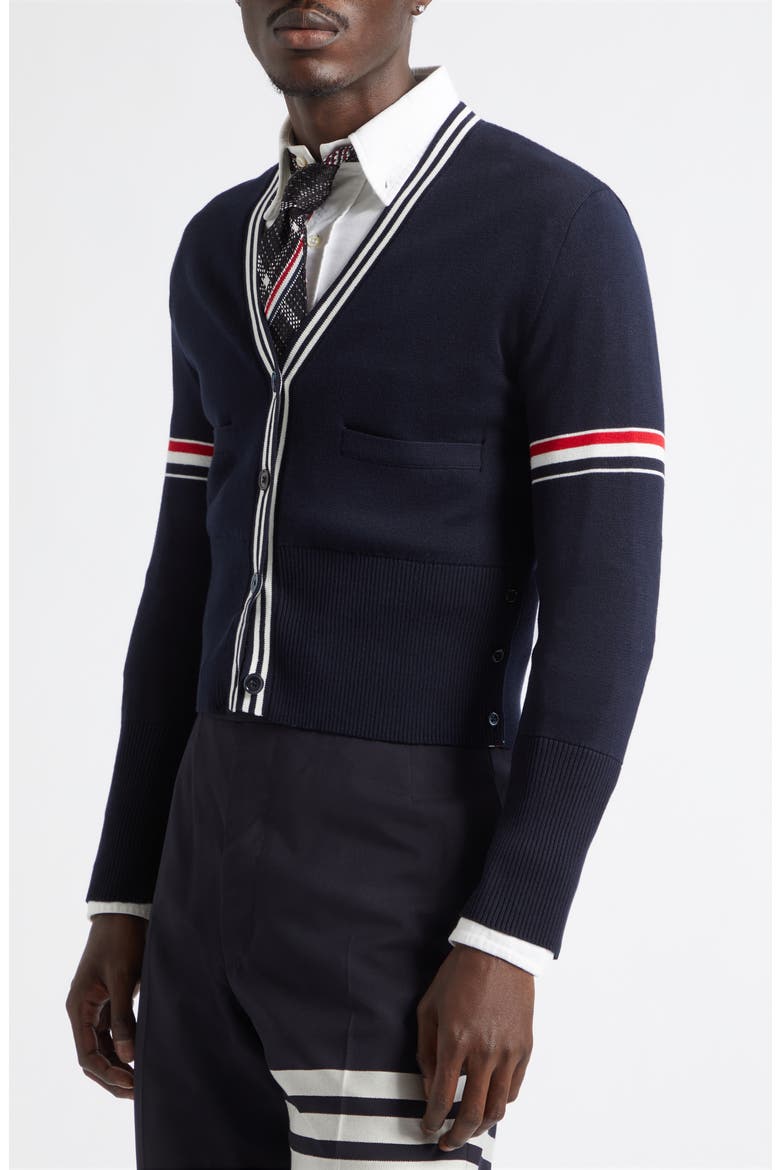 Sailboat Jacquard Cotton Cardigan, Alternate, color, NAVY