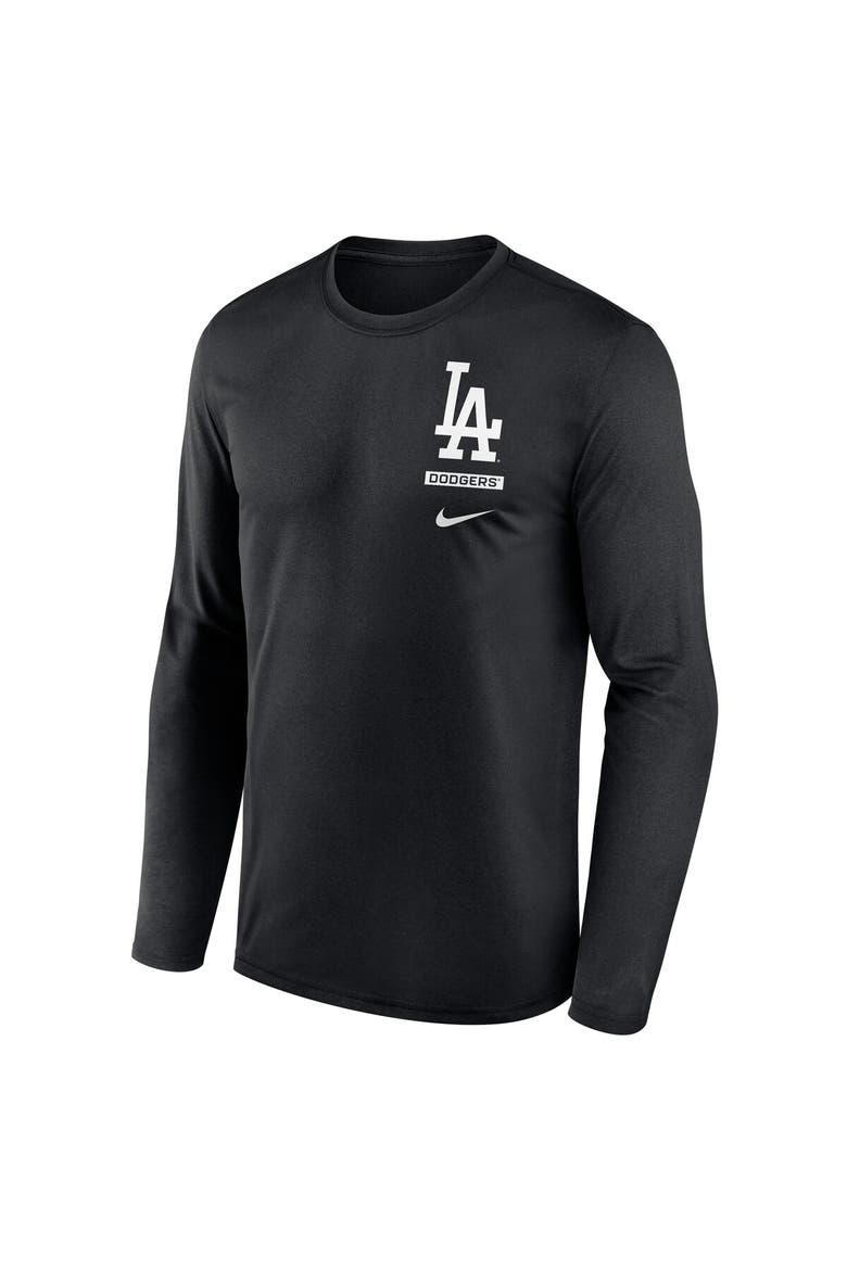 Men's Nike Black Los Angeles Dodgers 2-Hit Legend Dri-FIT Long Sleeve T-Shirt, Alternate, color, Black
