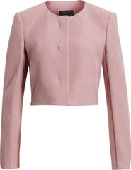 BOSS Jicena Mixed Media Virgin Wool Crop Jacket