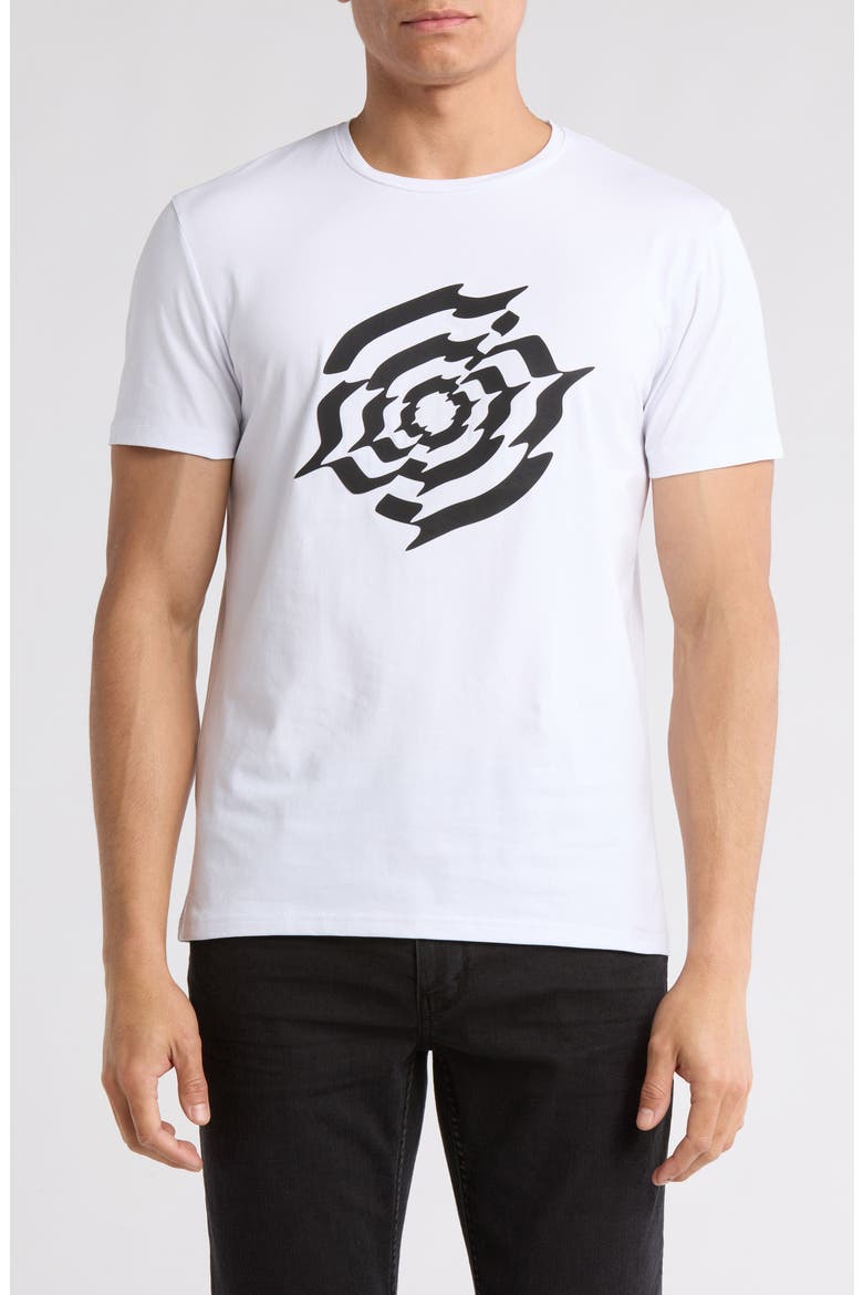 3D Abstract Stretch Cotton Graphic T-Shirt, Main, color, WHITE