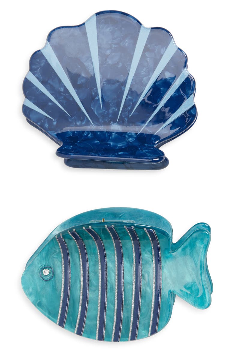 Amalfi Set of 2 Claw Clips, Main, color, BLUE