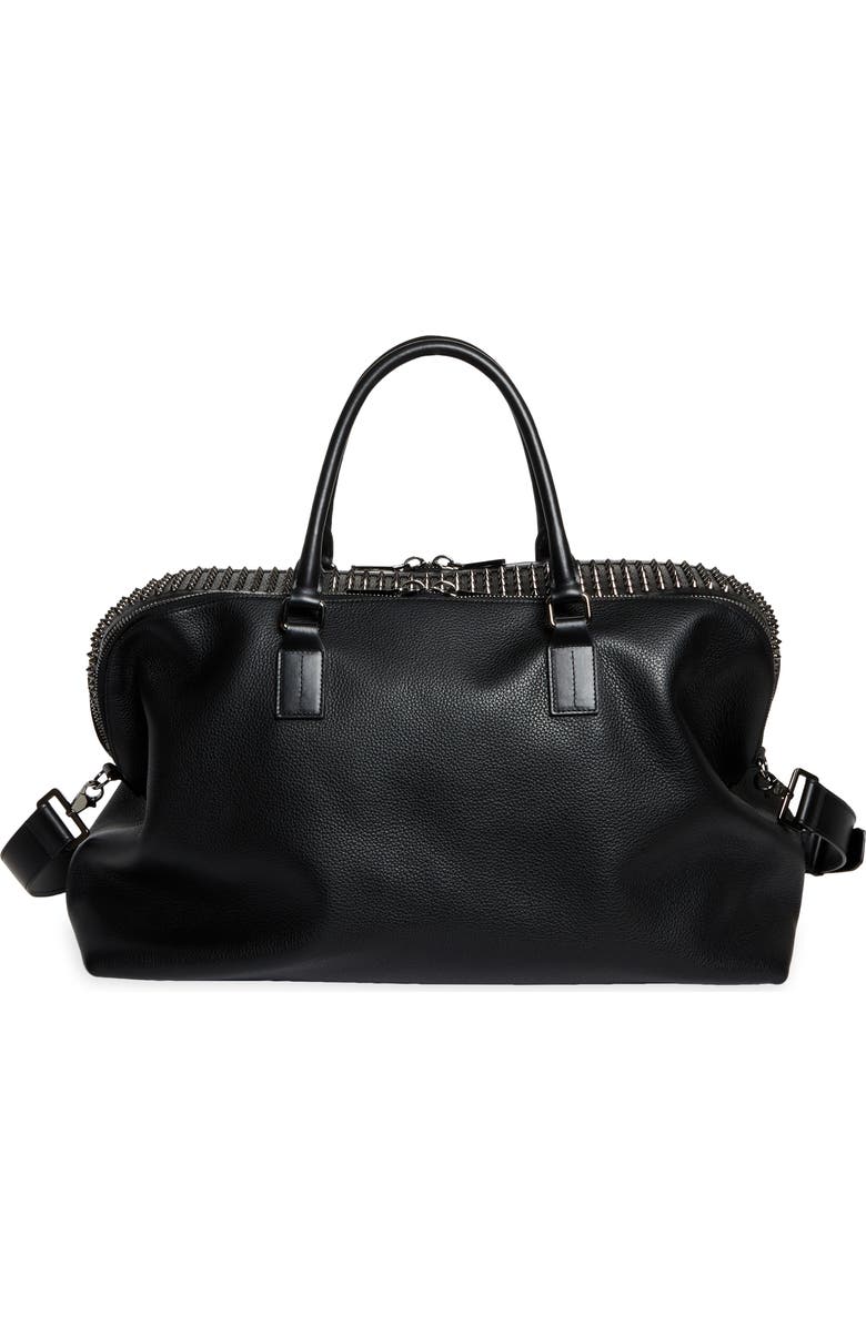 Christian Louboutin Funky Empire Spike Leather Duffle Bag, Main, color, Black/ Gun Metal