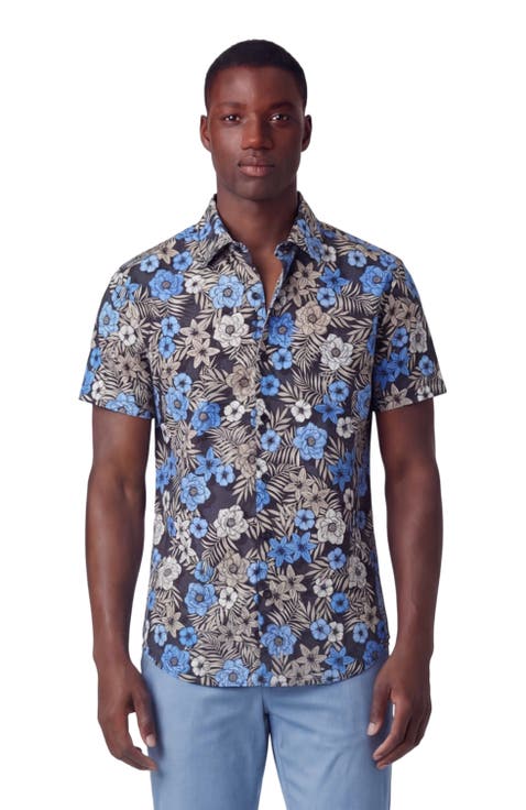 Tropical Mix Mens Printed Button Up Shirt
