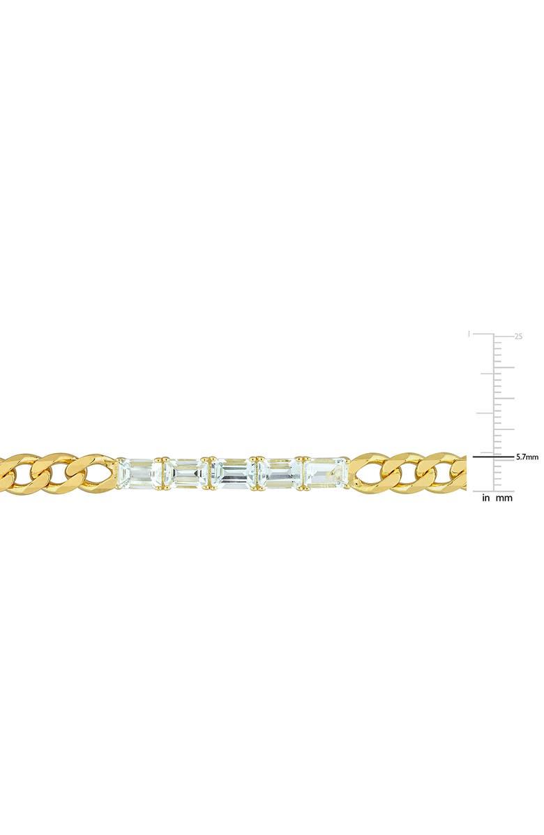 DELMAR Baguette Cut Aquamarine Curb Chain Bracelet, Alternate, color, Blue