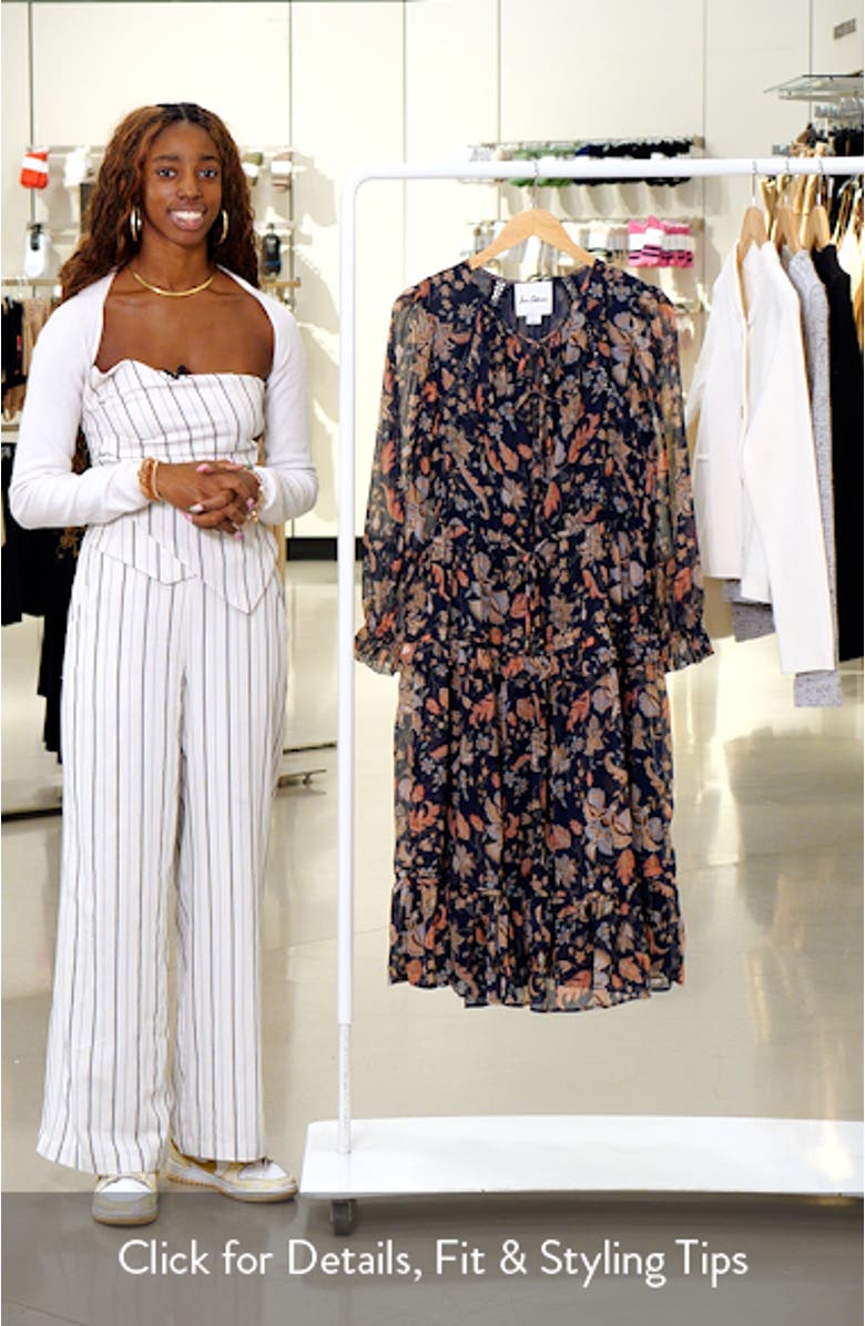 Clarice Floral Print Long Sleeve Midi Dress, sales video thumbnail