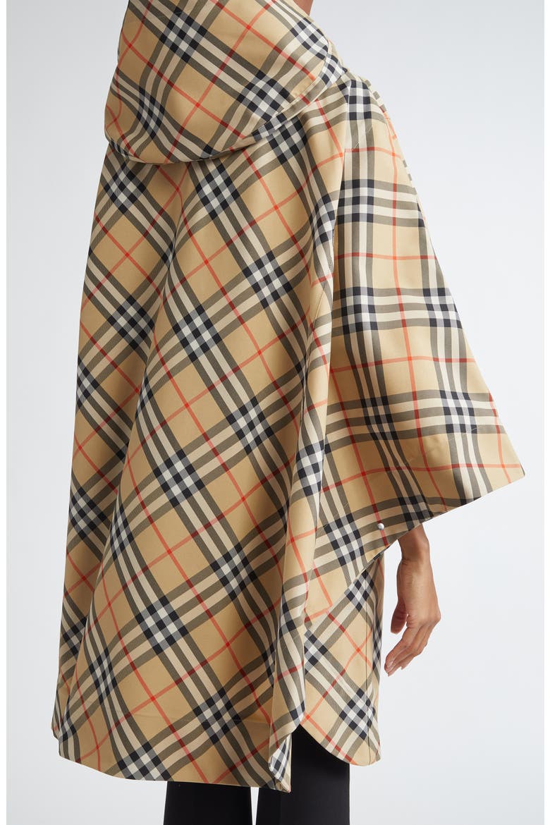 Check Nylon Poncho, Alternate, color, SAND