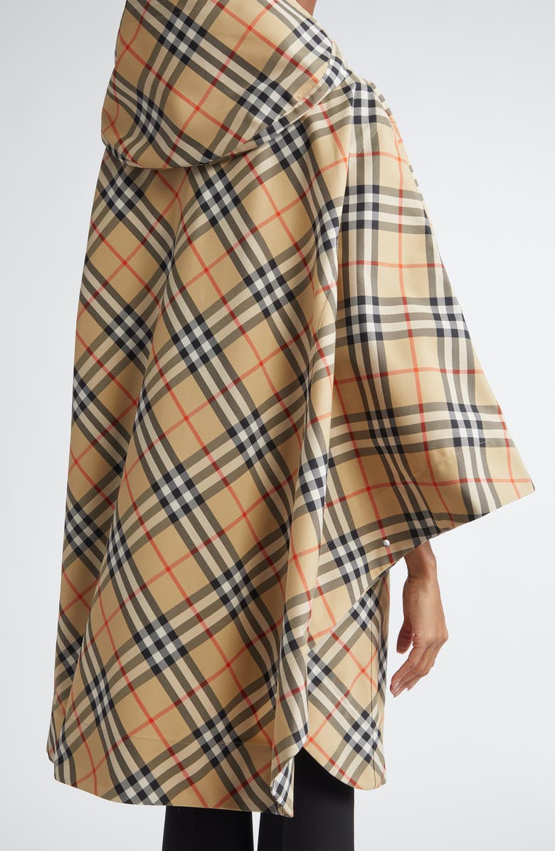 Burberry Check Nylon Poncho, Alternate, color, Sand