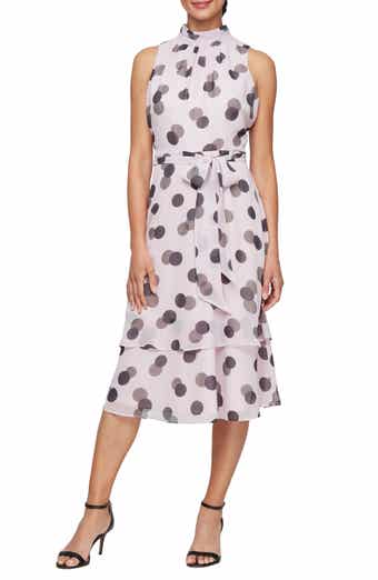 SL FASHIONS Polka Dot Sleeveless Midi Dress