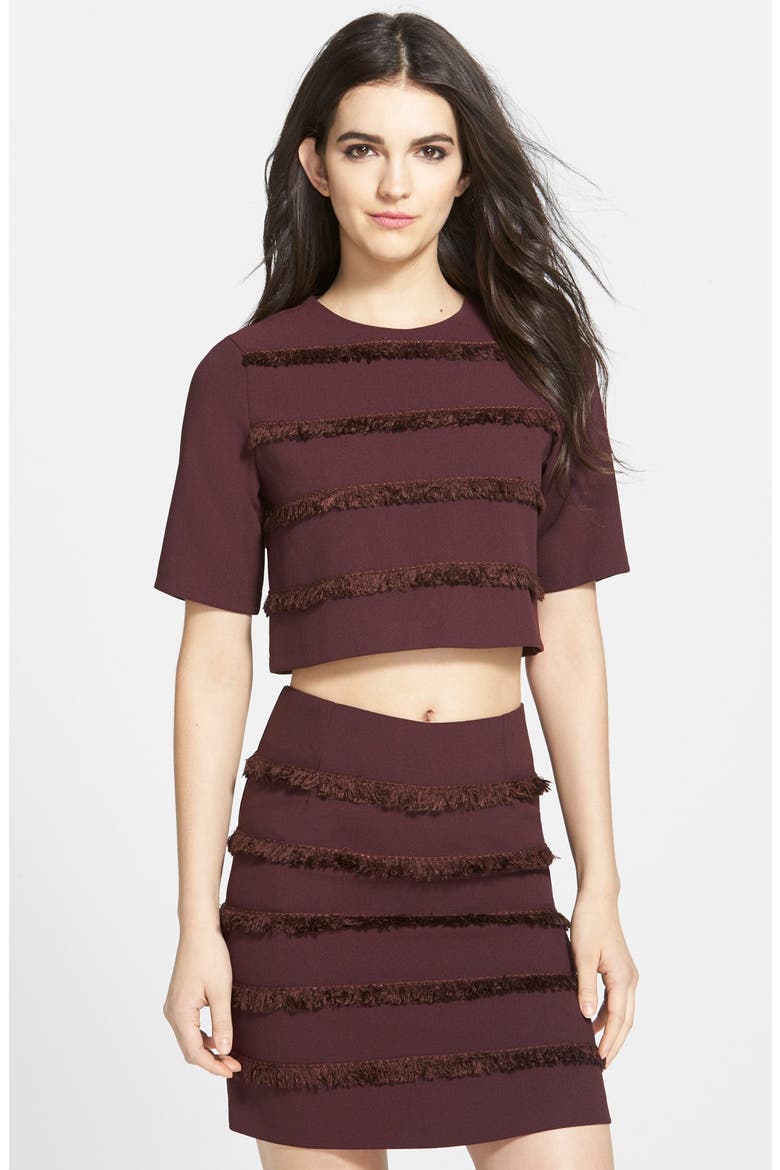 'Sugar' Fringe Stripe Pencil Skirt, Alternate, color, PLUM