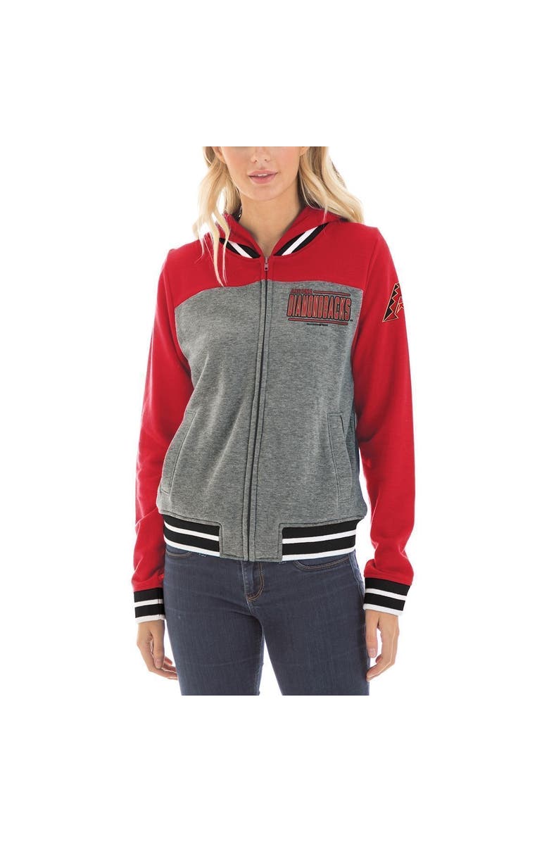 New Era Women's New Era Gray/Red Arizona Diamondbacks French Terry Full-Zip Hoodie, Alternate, color, 
