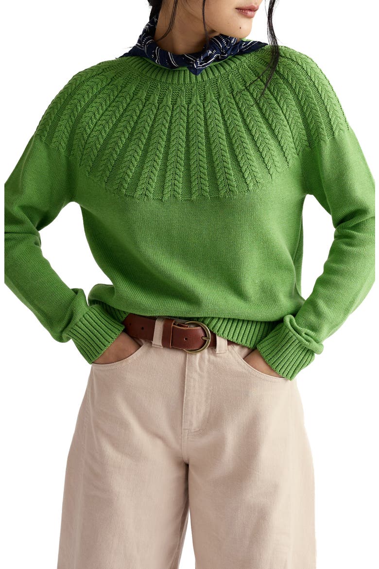 Stone Chat Organic Cotton Sweater, Main, color, KNIT MELANGE CLOVER LEAF