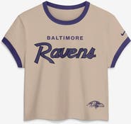 Nike Women's Nike Cream Baltimore Ravens Rewind Ringer Mod Cropped T-Shirt