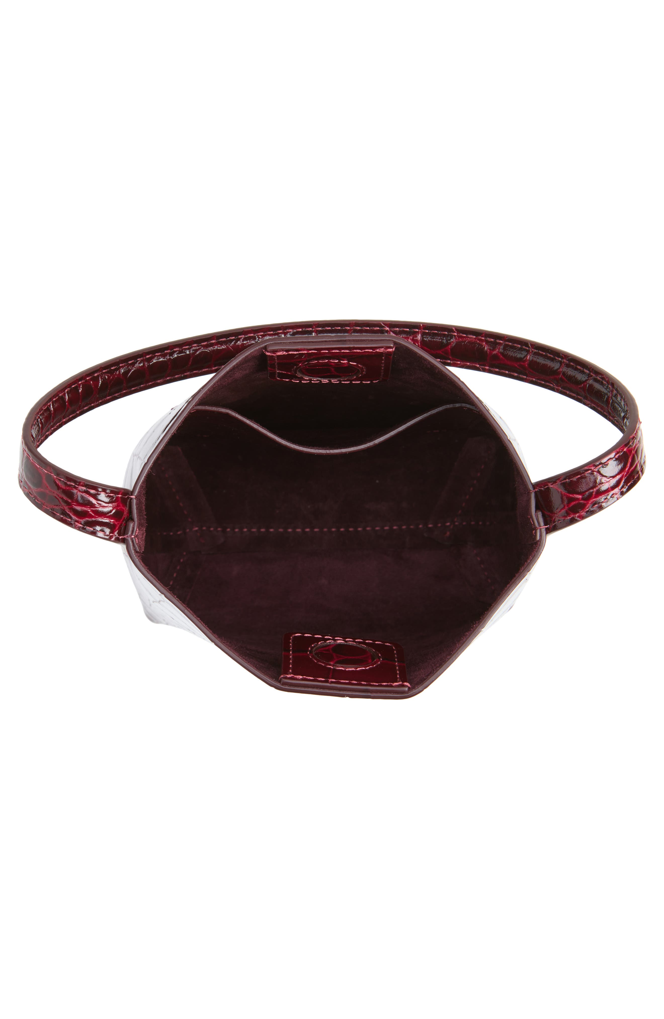Mini Everyday Cabas Croc Embossed Leather Shoulder Bag, Alternate, color, OXBLOOD