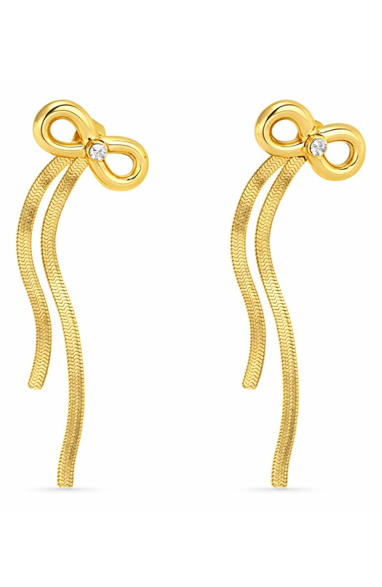 REBL Bow Chain Drop Front/Back Earrings, Main, color, 
