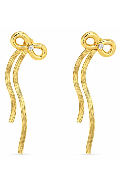Bow Chain Drop Front/Back Earrings