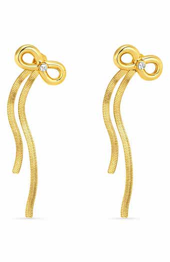 Bow Chain Drop Front/Back Earrings