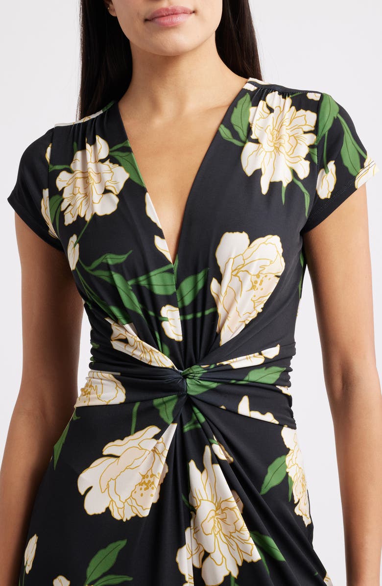 Vince Camuto Floral Twist Front Wide Leg Jumpsuit, Alternate, color, Black Multi