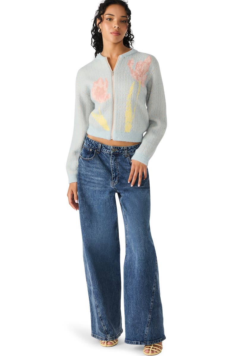 Steve Madden Jena Crop Sweater Jacket, Alternate, color, Grey Multi