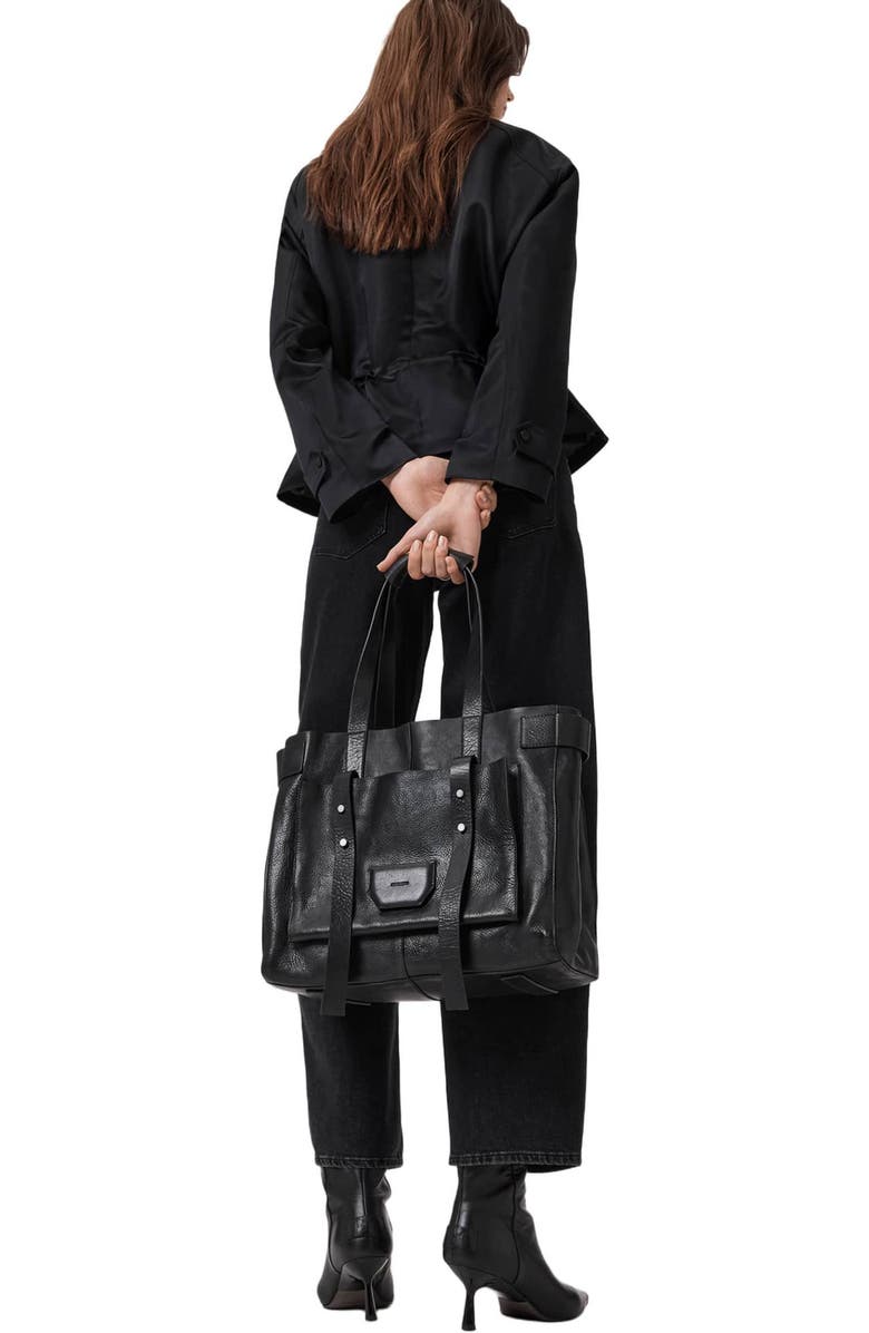 AllSaints Mini Alba Leather Crossbody Bag, Alternate, color, Black