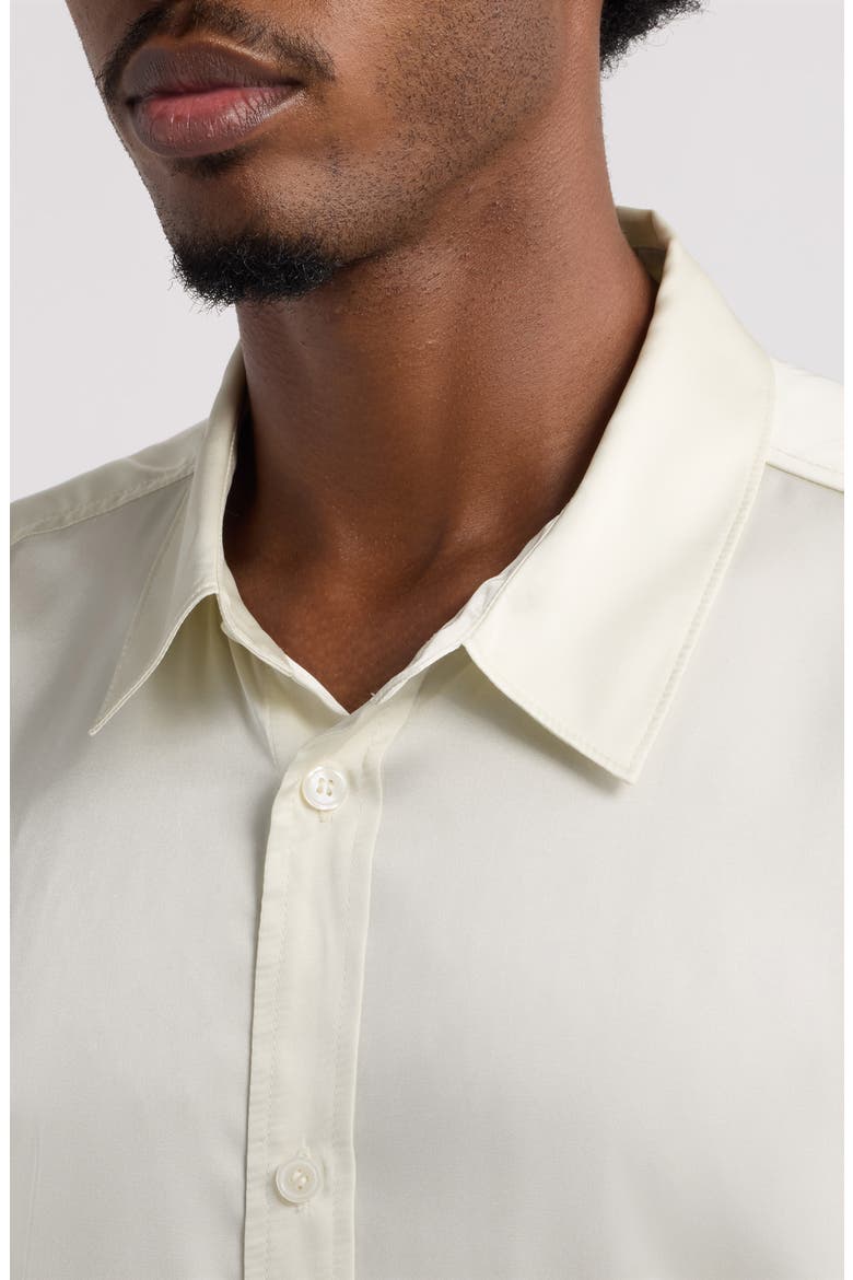 Short Sleeve Satin Button-Up Shirt, Main, color, CHAMPAGNE
