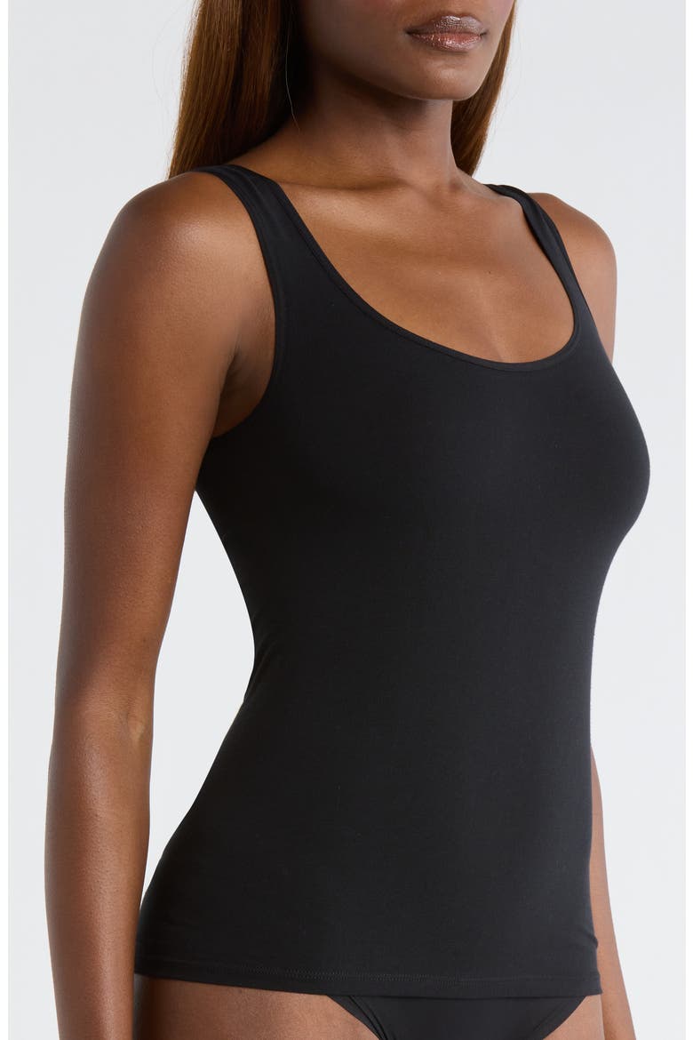 Seamless Cotton Blend Tank, Alternate, color, BLACK