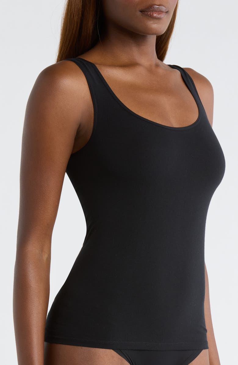 Nordstrom Seamless Cotton Blend Tank, Alternate, color, Black