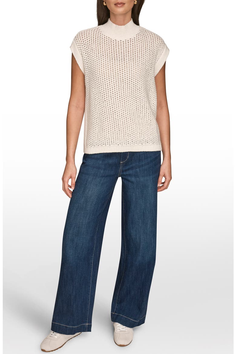 Open Stitch Cap Sleeve Sweater, Alternate, color, CREAM