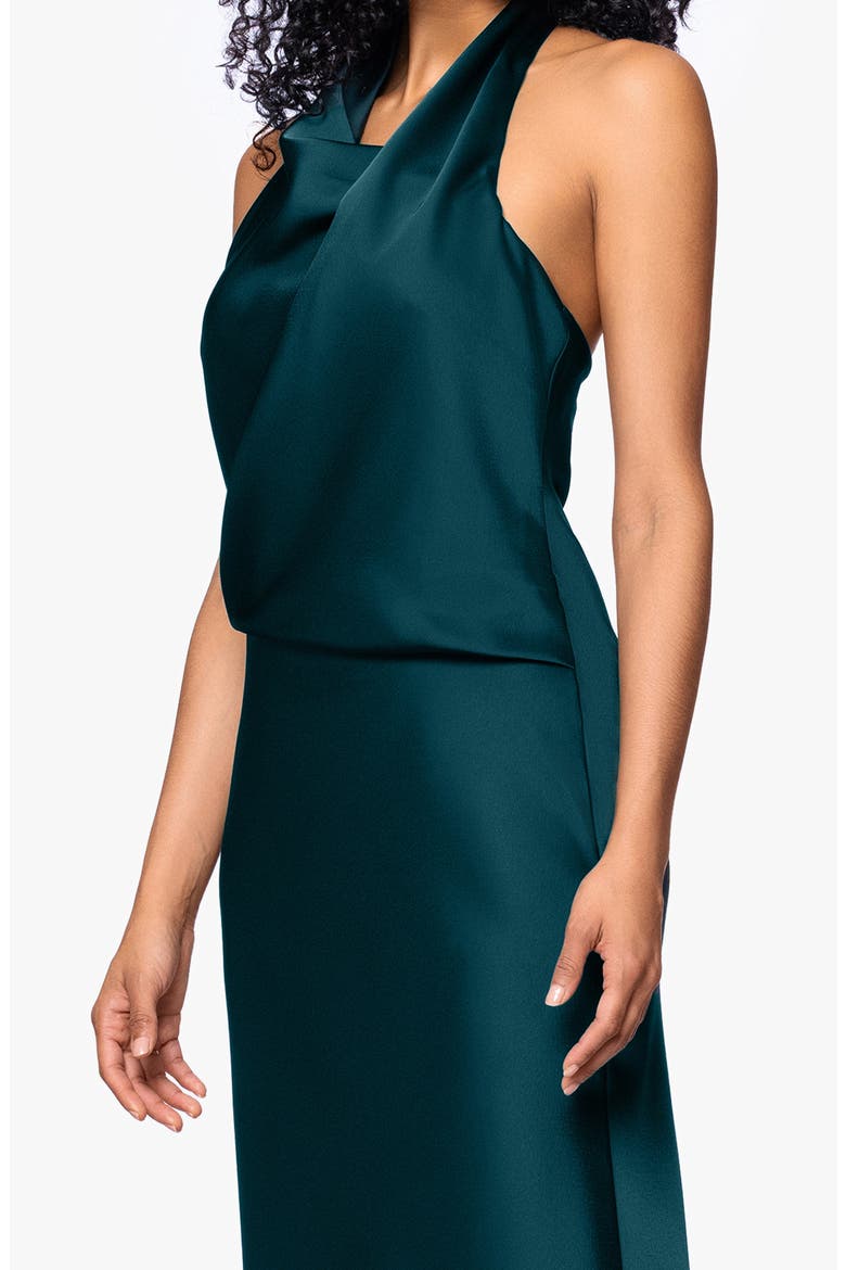 Drape Satin Gown, Alternate, color, PINE