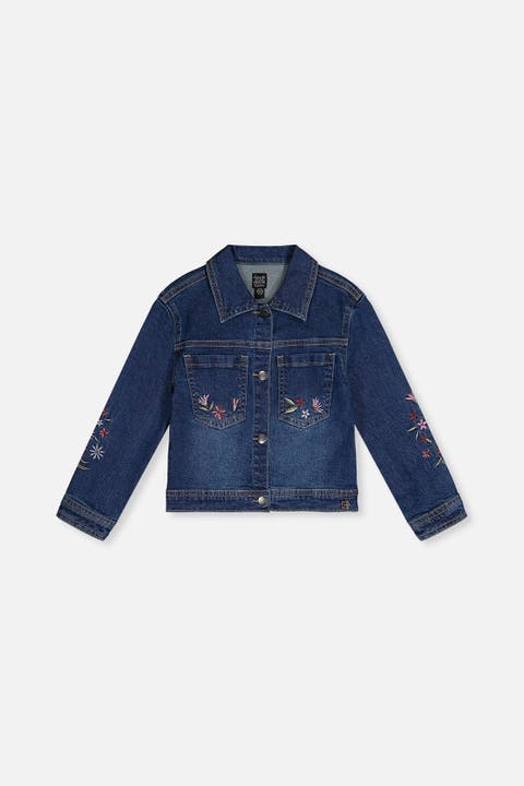 Soft Poetry Stretch Fabric Flower Embroidery Denim Jacket