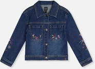 Deux par Deux Soft Poetry Stretch Fabric Flower Embroidery Denim Jacket
